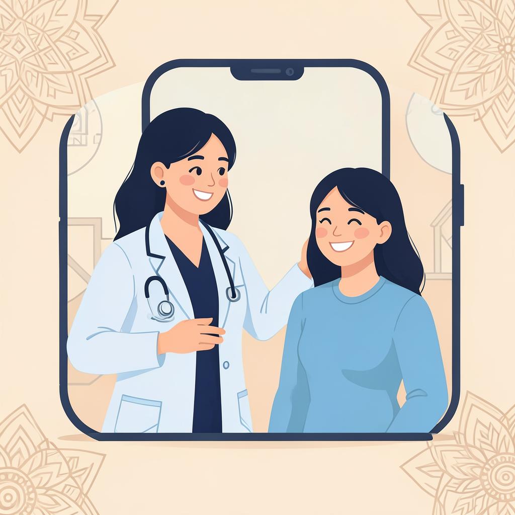 Doctor consulting a patient through a video call on a smartphone